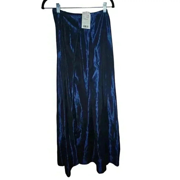 Ralph Lauren Women's Midnight Blue Satin Skirt Vintage Size 2 - New with Tags! - Picture 1 of 16